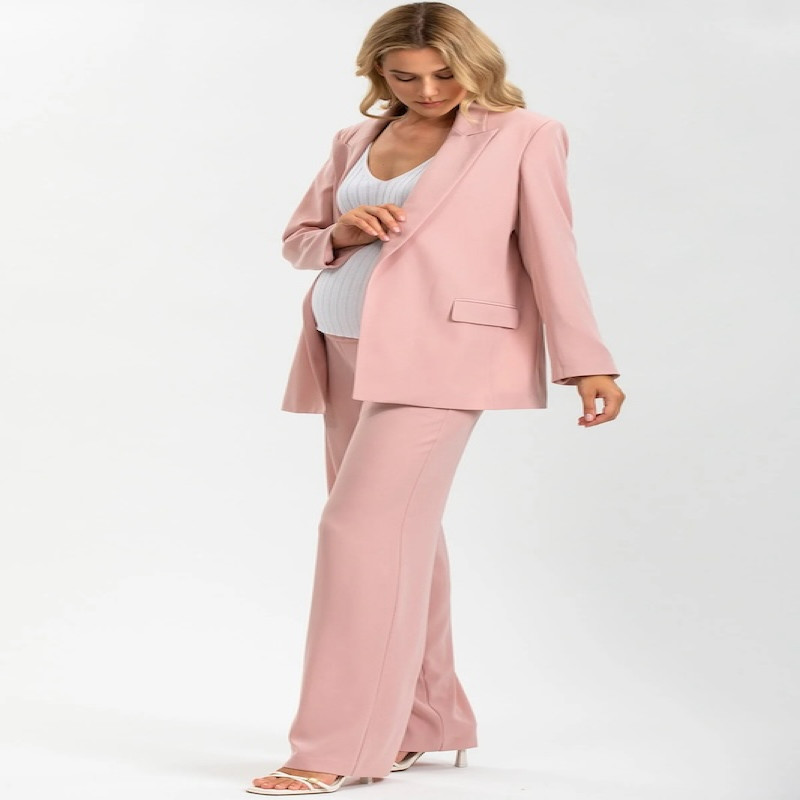 Made in Italy FREDDIE Soft Pink Straight Leg Maternity Pants